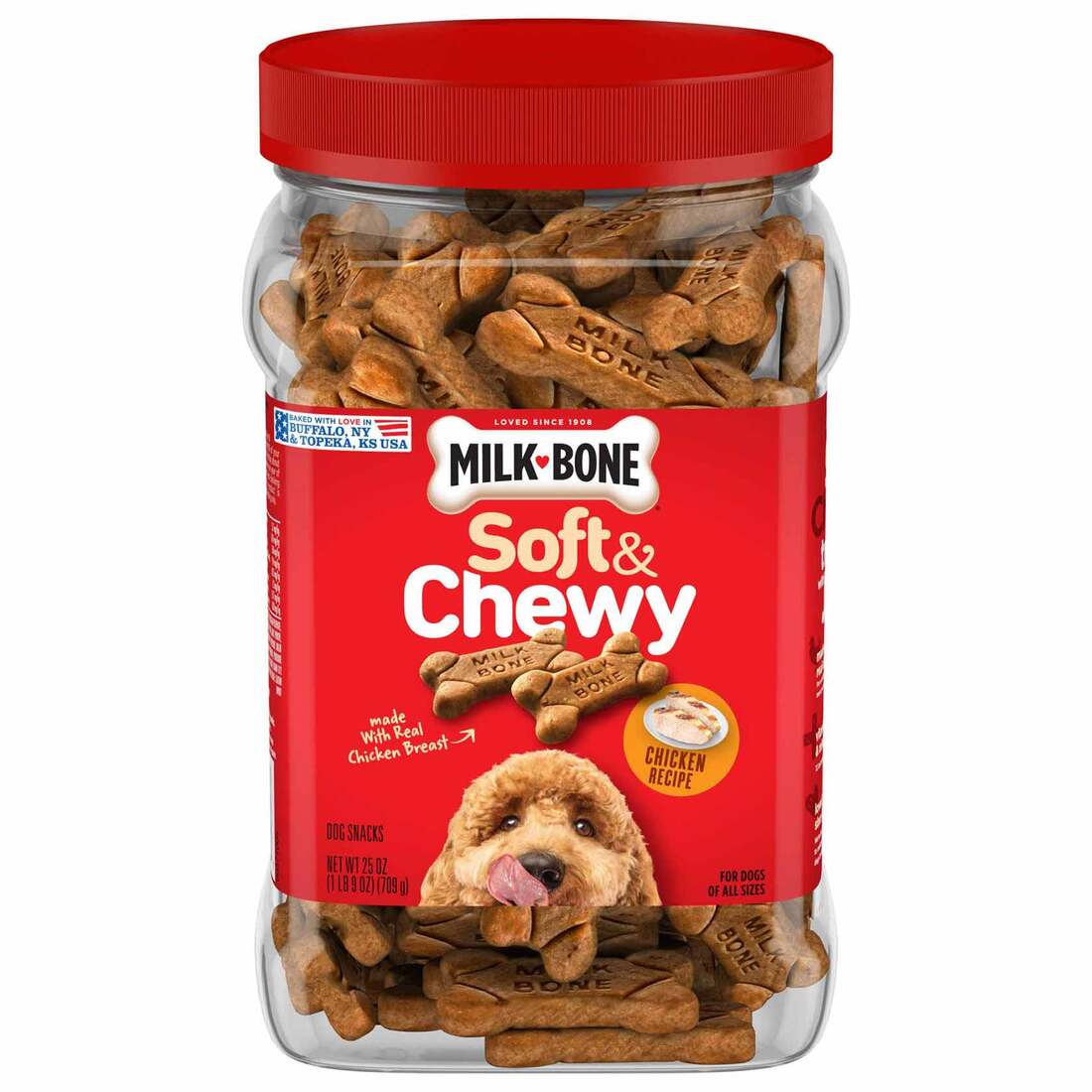 Milk-Bone Soft and Chewy Dog Treats, Chicken Recipe With Chicken Breast, 25 Ounce Bag