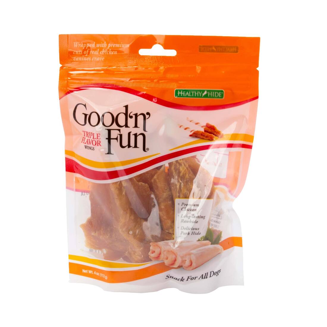 Good 'n' Fun Triple Flavor Wings, Rawhide For Dogs, 4 ounces