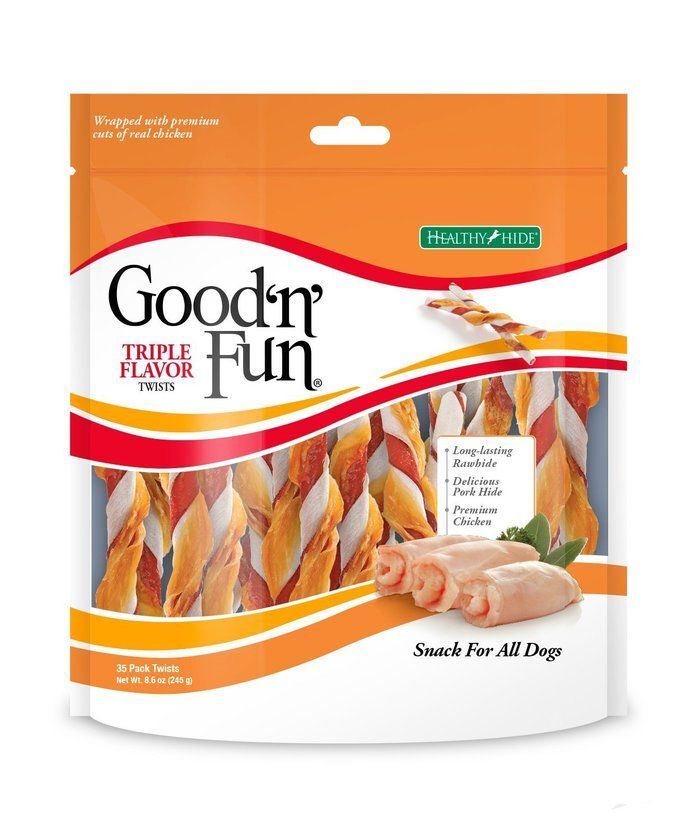 Good 'n' Fun Triple Flavor Twists, Rawhide For Dogs, 35 Count