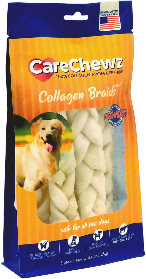 CareChewz Collagen Braids Dog Treats, Small, 5 Pack  6 Inches