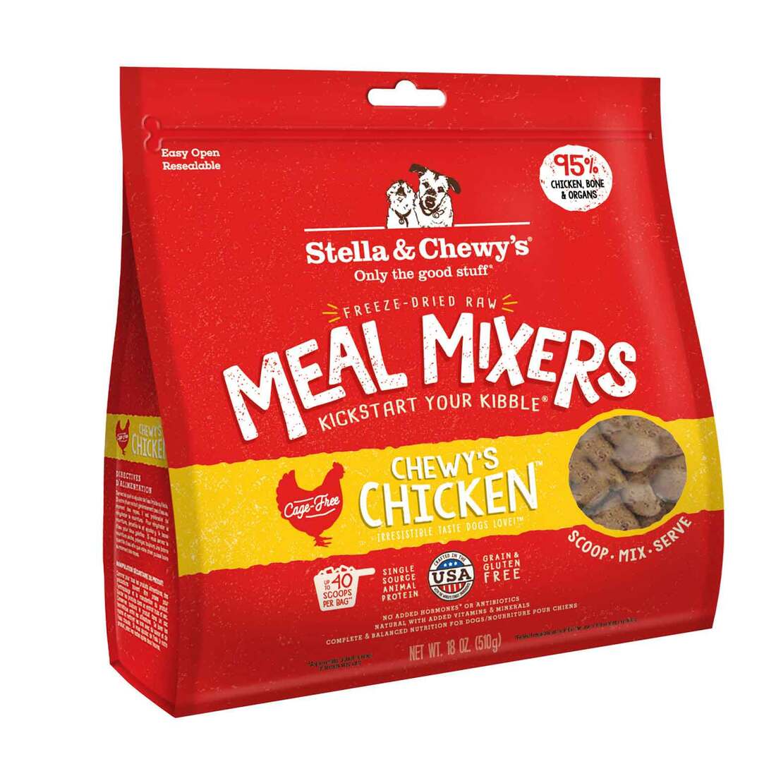 Stella & Chewy's Dog Freeze-Dried Raw, Chewy's Chicken Meal Mixers, 18 Ounces