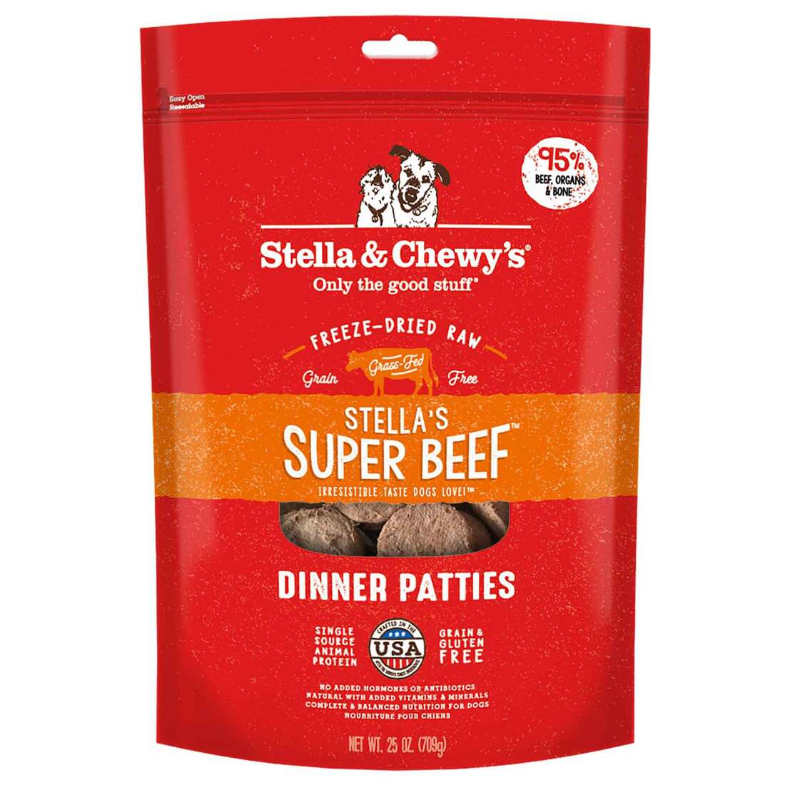 Stella & Chewy's Dog Freeze-Dried Raw, Super Beef Dinner Patties, 25 Ounces