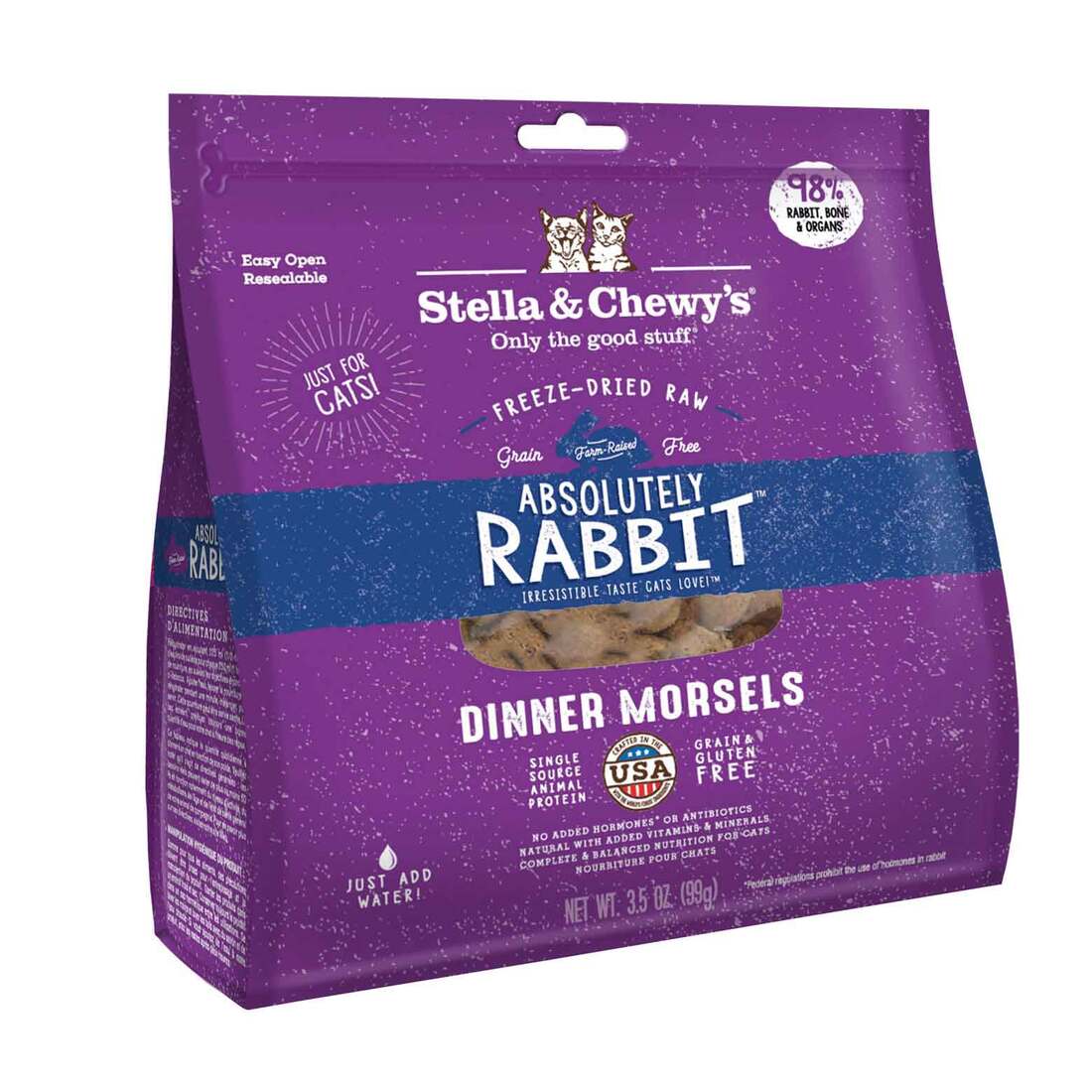 Stella & Chewy's Freeze Dried Cat Food, Absolutely Rabbit Dinner Morsels, 3.5 Ounces