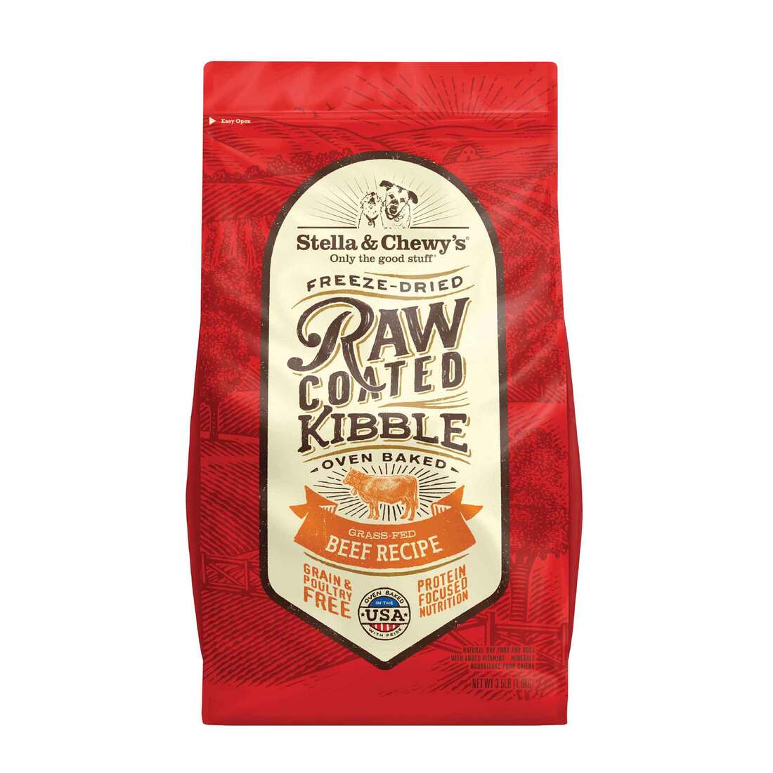 Stella & Chewy's Dog Raw Coated Kibble, Grass-Fed Beef, 3.5 Pounds