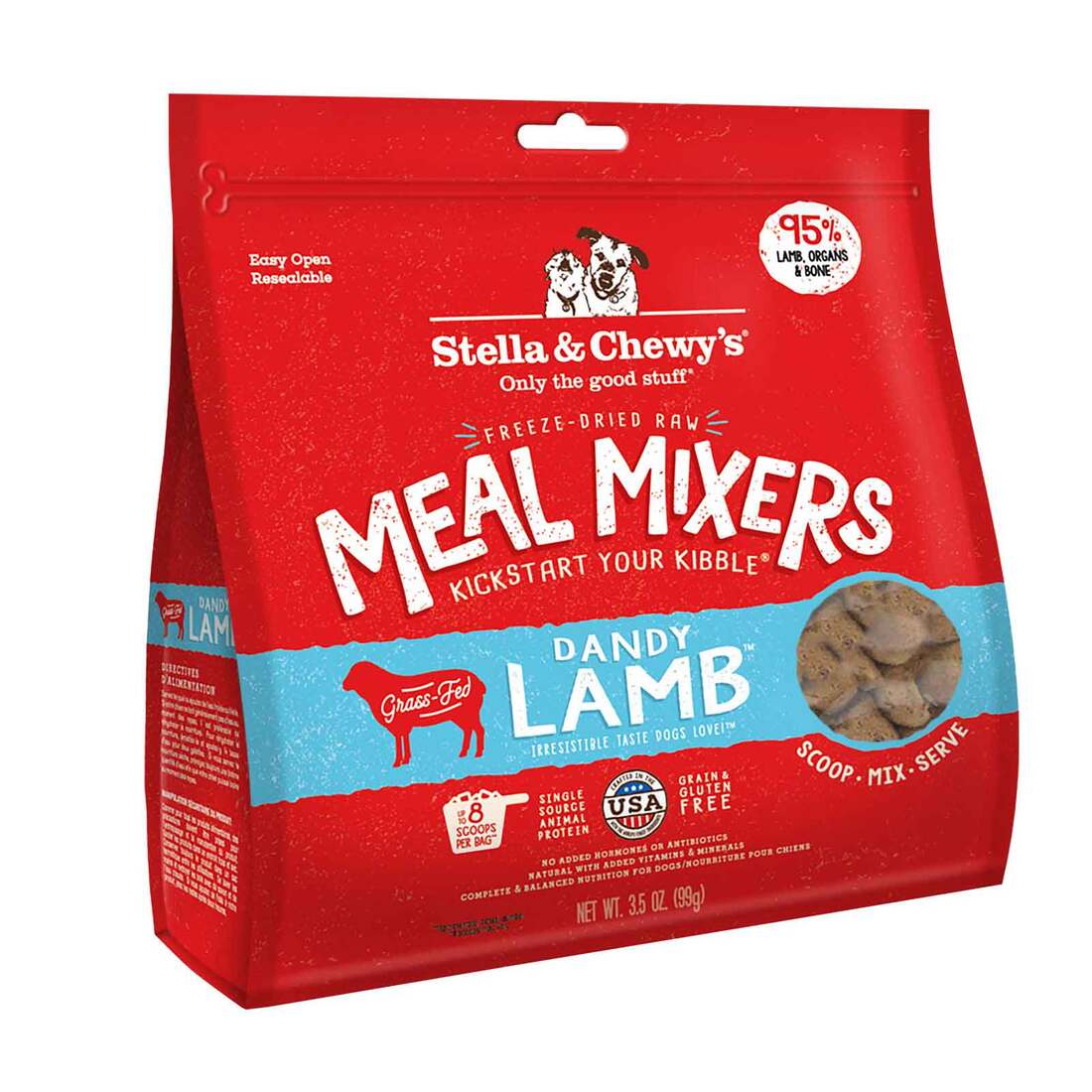 Stella & Chewy's Dog Freeze-Dried Raw, Dandy Lamb Meal Mixers, 3.5 Ounces