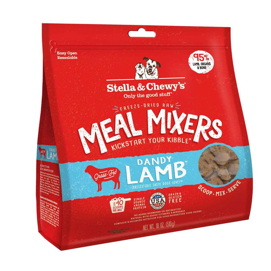 Stella & Chewy's Dog Freeze-Dried Raw, Dandy Lamb Meal Mixers, 18 Ounces