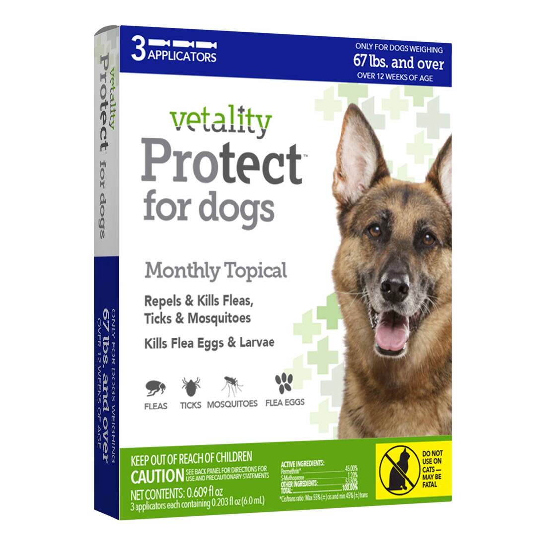 Vetality Protect F&T Topicals for Dogs Larger Than 67 Pounds, 3 Doses