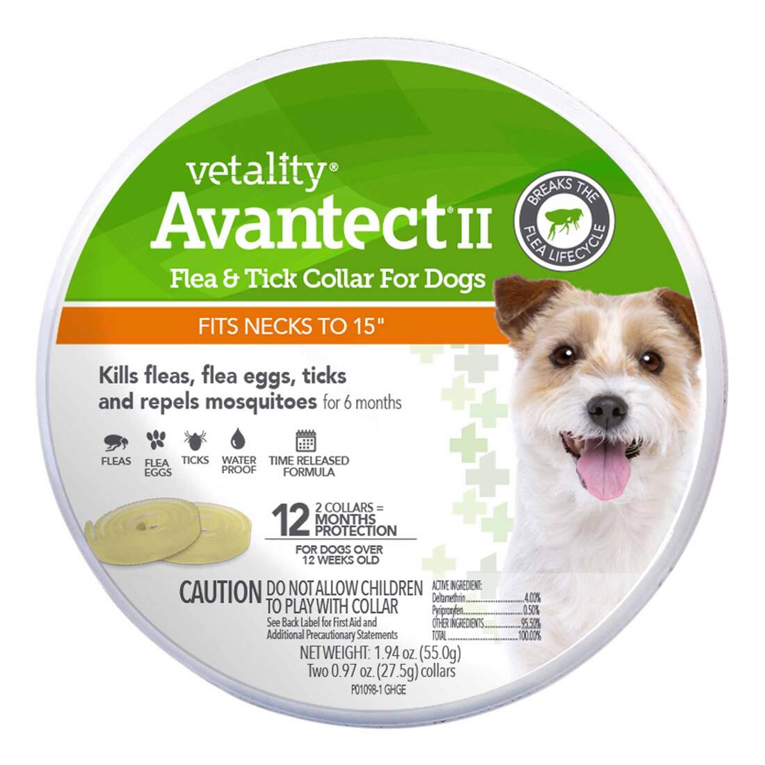 Vetality Avantect II Flea Tick Collar for Small Dogs Puppies