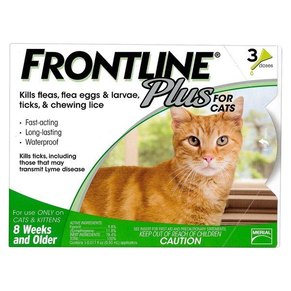 Frontline Plus Flea & Tick Control for Cats, All Weights, 3 Pack