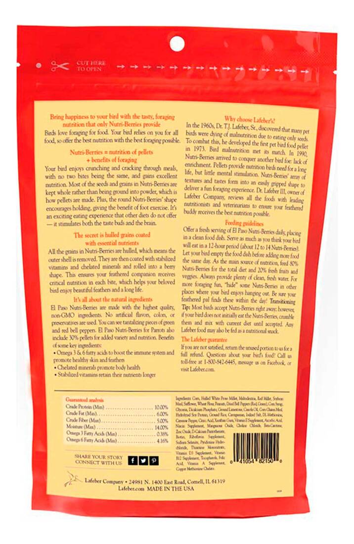 Lafeber El Paso Nutri-Berries for Parrots, 10 Ounces