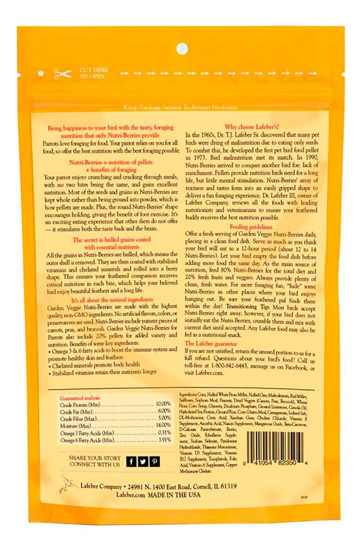 Lafeber Garden Veggie Nutri-Berries for Parrots, 10 Ounces