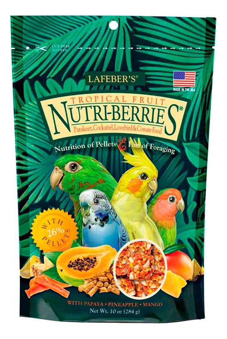 Lafeber Tropical Fruit Nutri-Berries for Keets, Tiels, Lovebirds & Conures, 10 Ounces