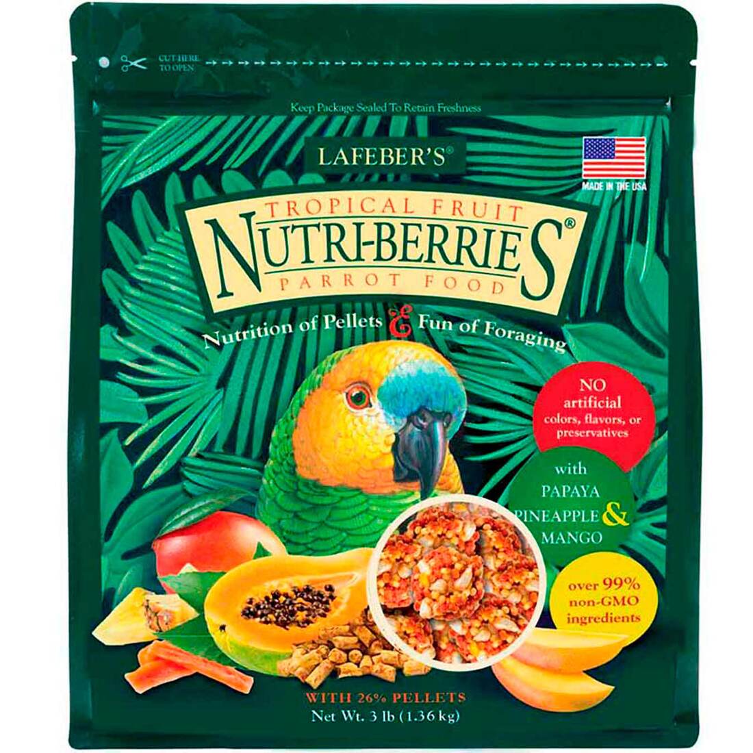 Lafeber Tropical Fruit Nutri-Berries for Parrots, 3 Pounds