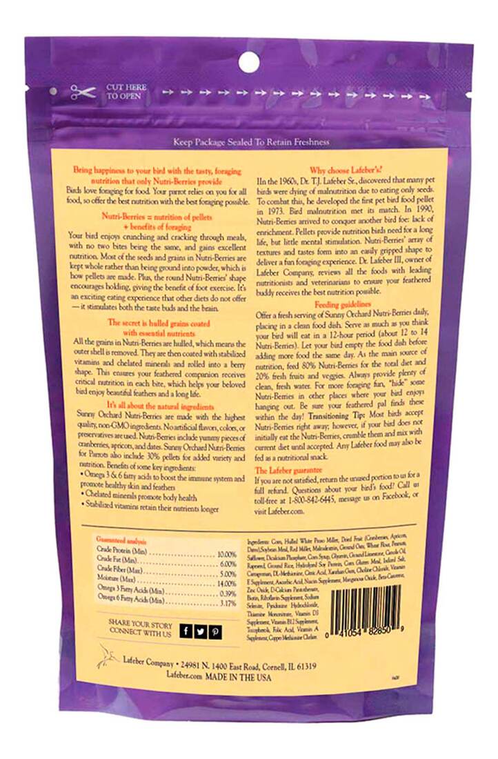 Lafeber Sunny Orchard Nutri-Berries for Parrots, 10 Ounces