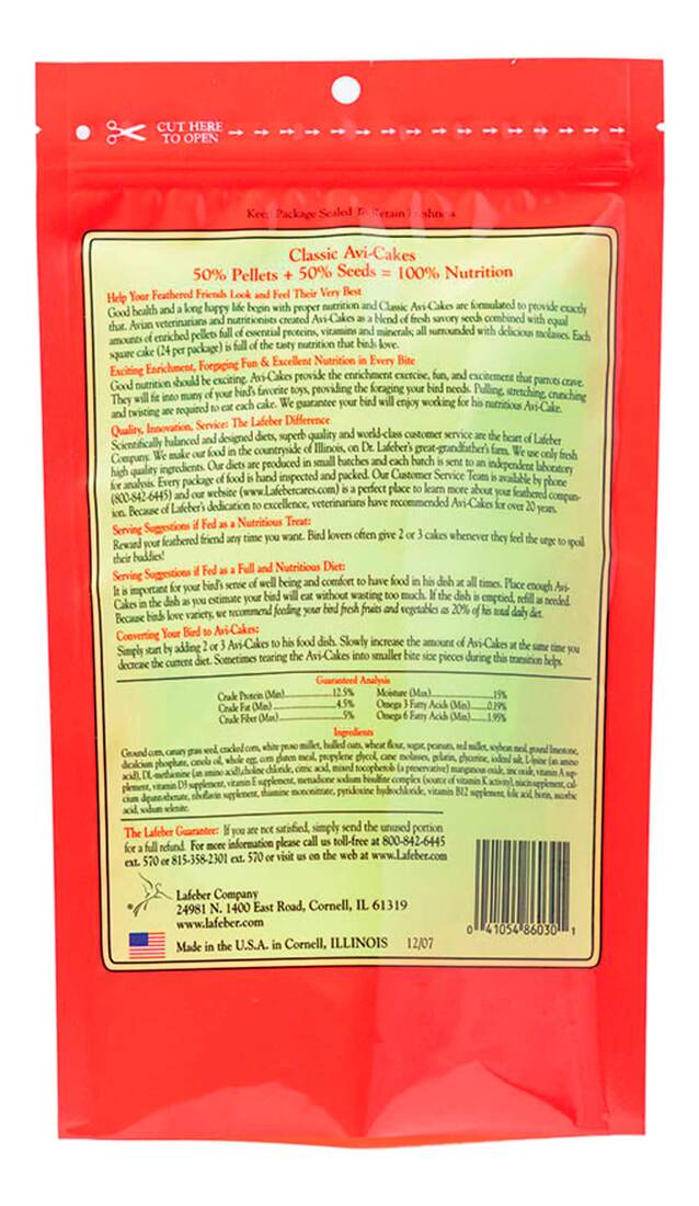 Lafeber Parrot Avi-Cakes for Parrots, 12 Ounces