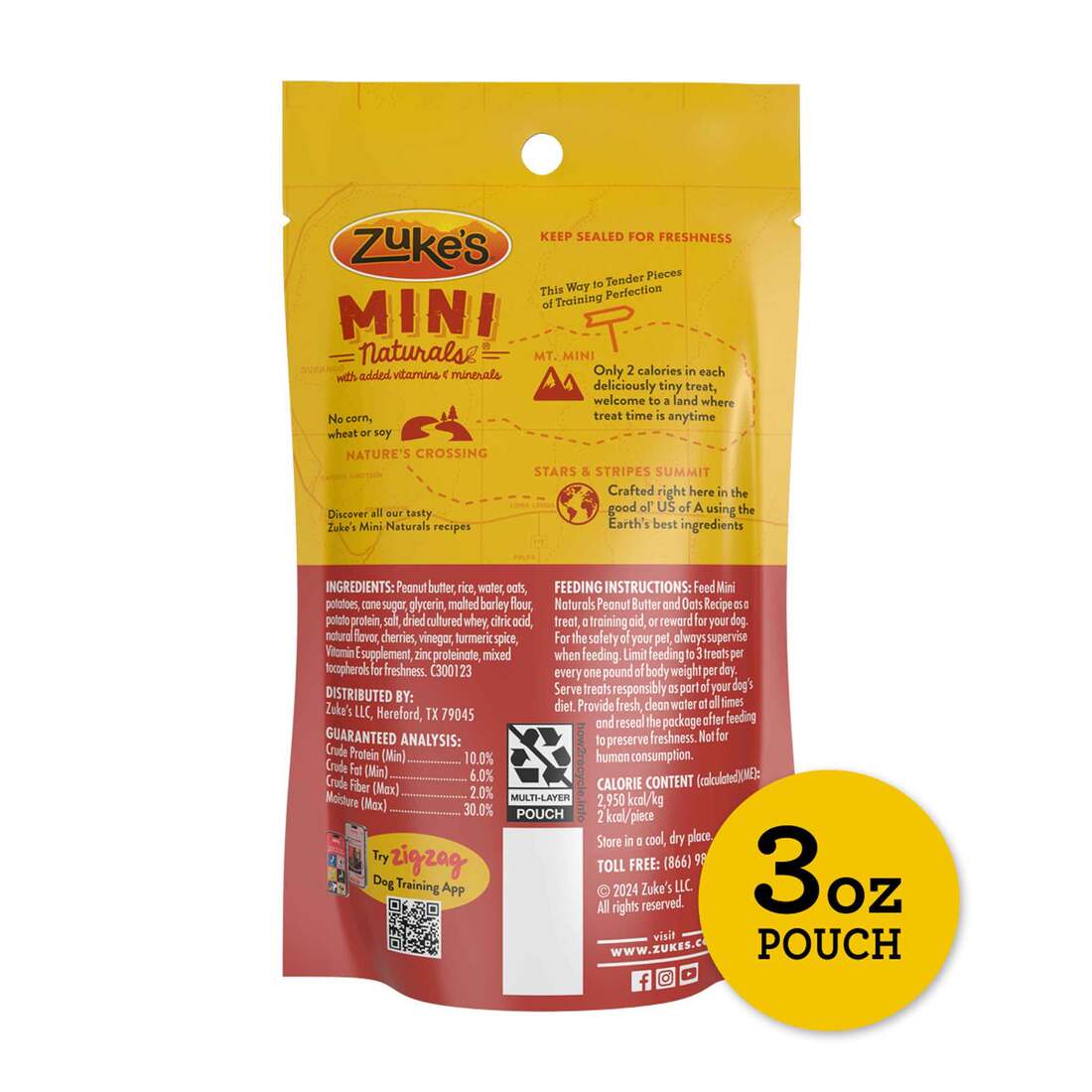 Zuke's Mini Naturals Dog Training Treats, Peanut Butter - 3 Ounce