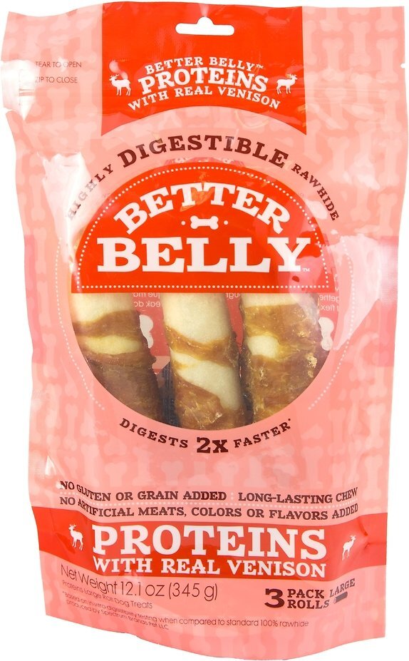 Better Belly Venison Large Roll Dog Treats, 3 Count
