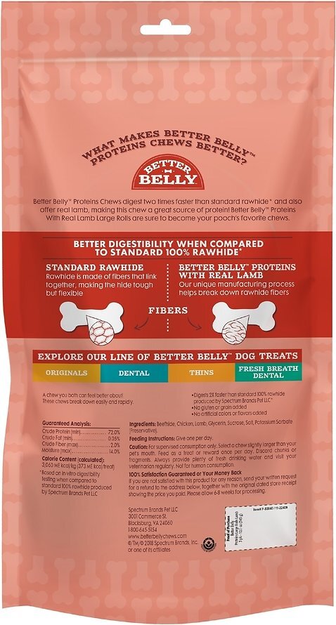 Better Belly Lamb Large Roll Dog Treats, 3 Count