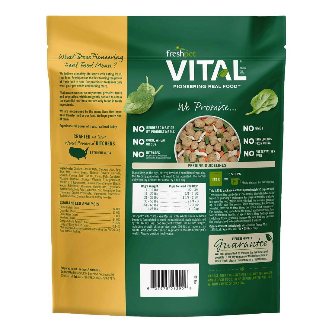 Freshpet Vital Complete Meal Chicken and Whole Grain Fresh Dog Food, 1 Pound - Not Available for Del