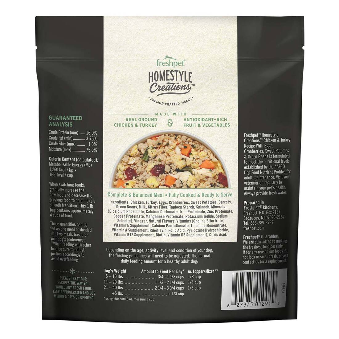 Freshpet Homestyle Creations Chicken & Turkey with Veggies Fresh Dog Food, 1 Pound - Not Available f