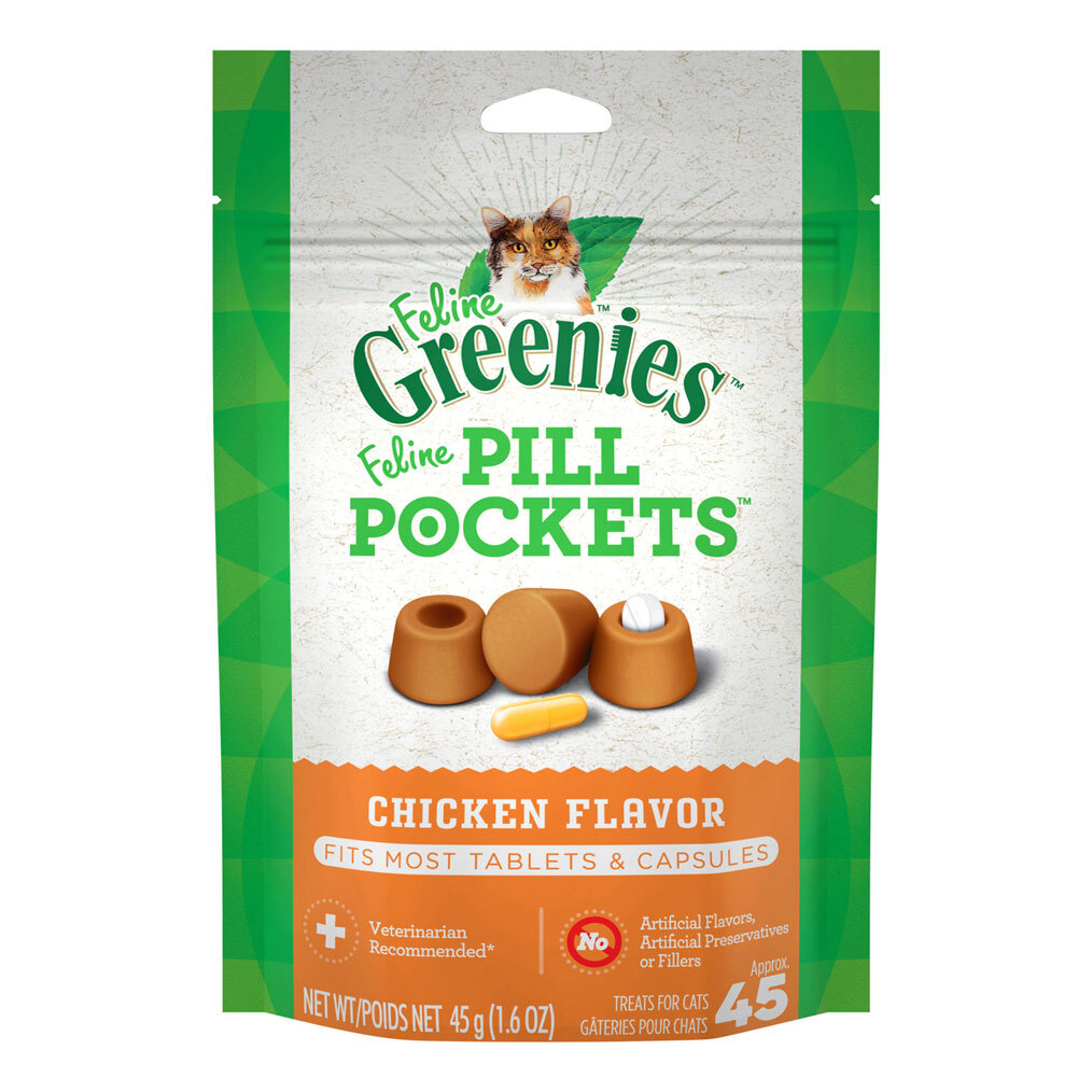 Feline Greenies Pill Pockets Treats for Cats Chicken Flavor - 1.6 Ounces, 45 Treats