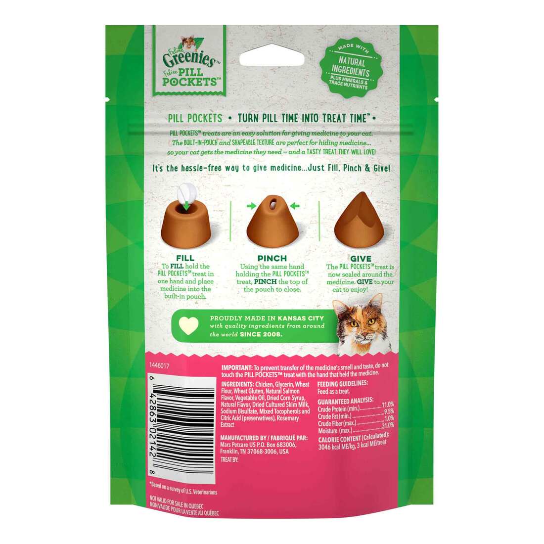 Feline Greenies Pill Pockets Treats for Cats Salmon Flavor - 1.6 Ounces, 45 Treats