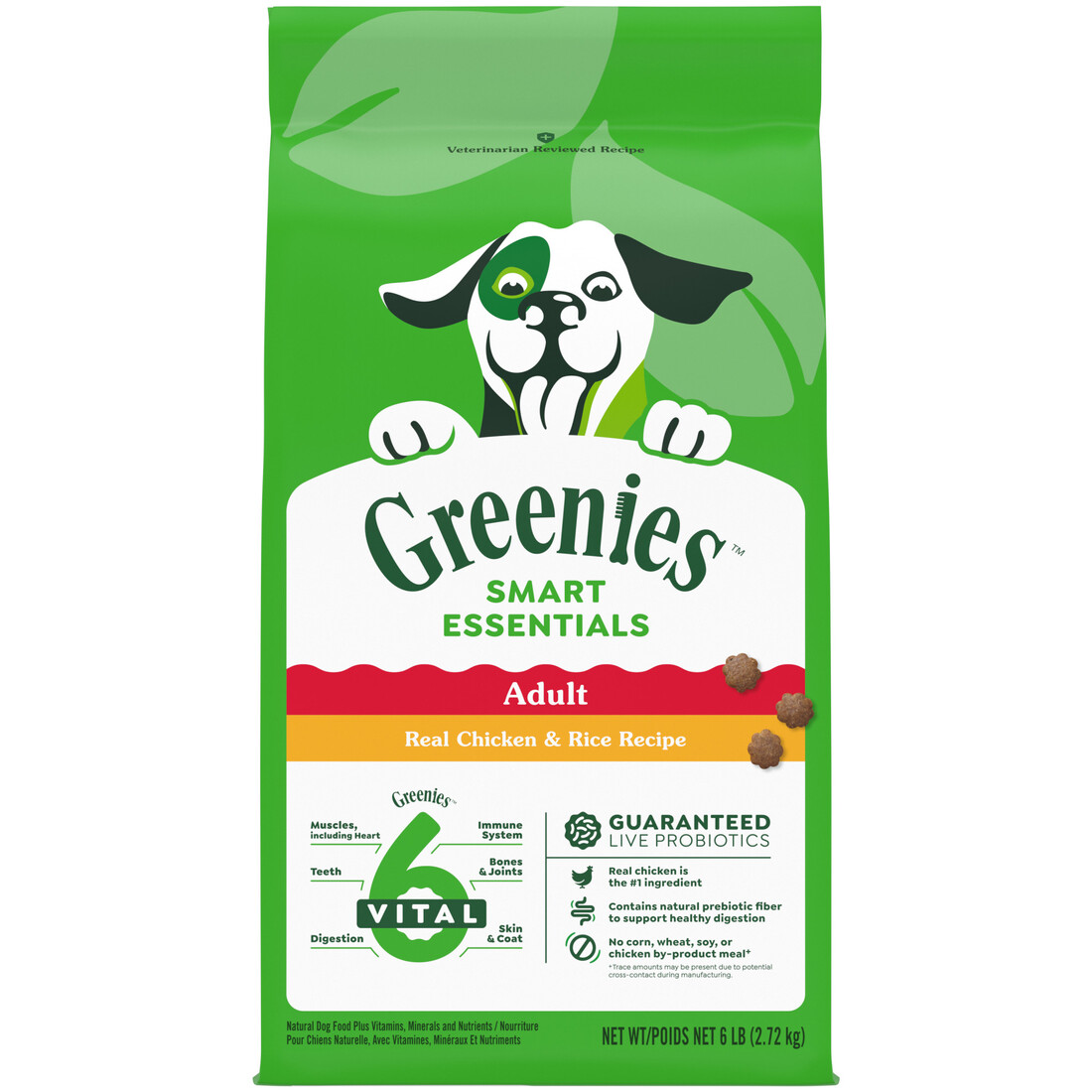 Greenies Smart Essentials Adult High Protein Dry Dog Food, Real Chicken & Rice Recipe, 6 Pound Bag