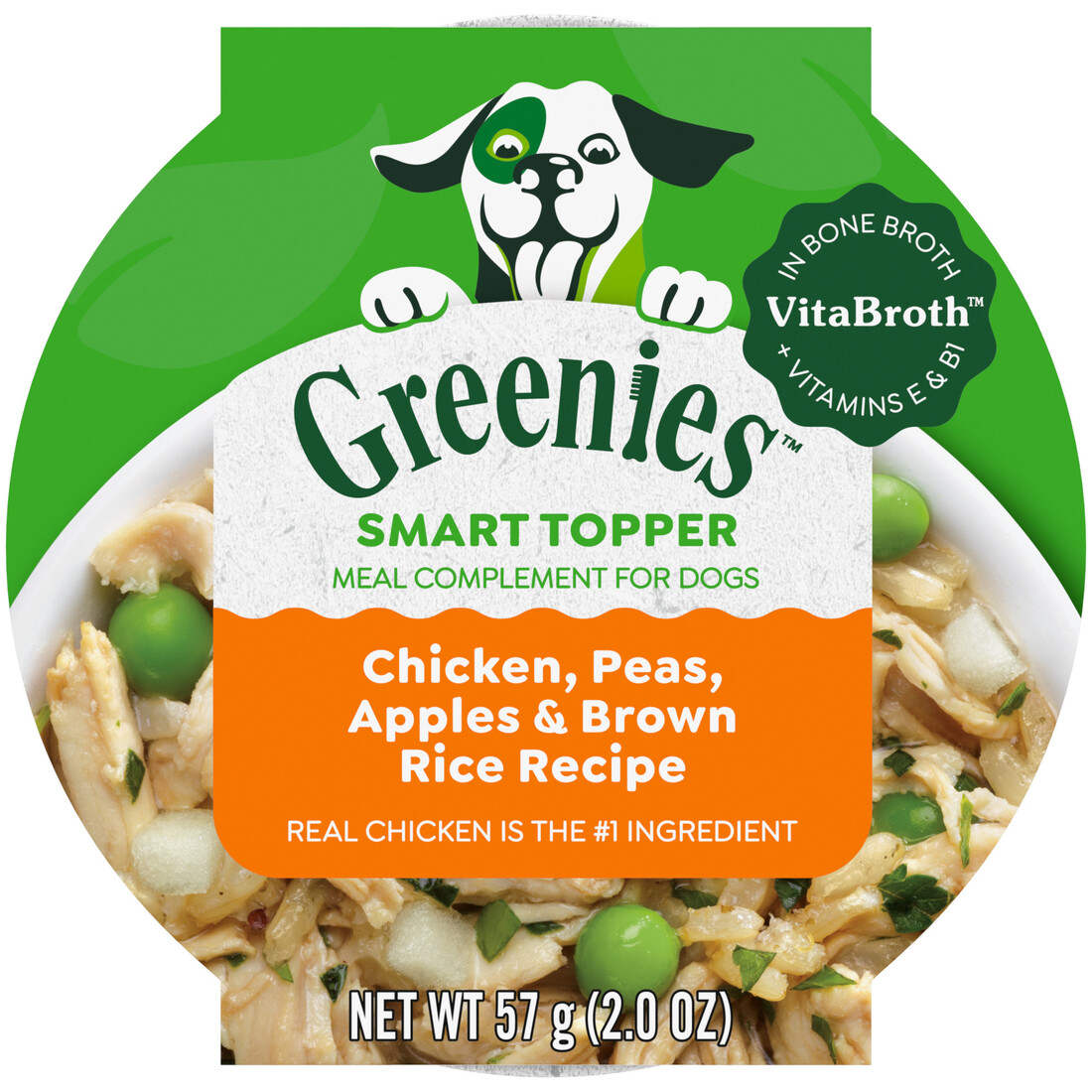 Greenies Smart Topper Wet Mix-In for Dogs, Chicken, Peas, Apples & Brown Rice Recipe, 2 Ounce Tray