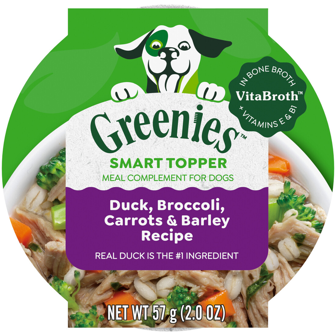 Greenies Smart Topper Wet Mix-In for Dogs, Duck, Broccoli, Carrots & Barley Recipe, 2 Ounce Tray