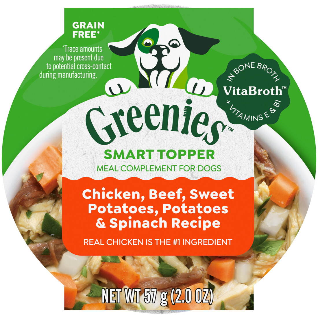 Greenies Smart Topper Wet Mix-In for Dogs, Chicken, Beef, Sweet Potatoes, Potatoes & Spinach Recipe,