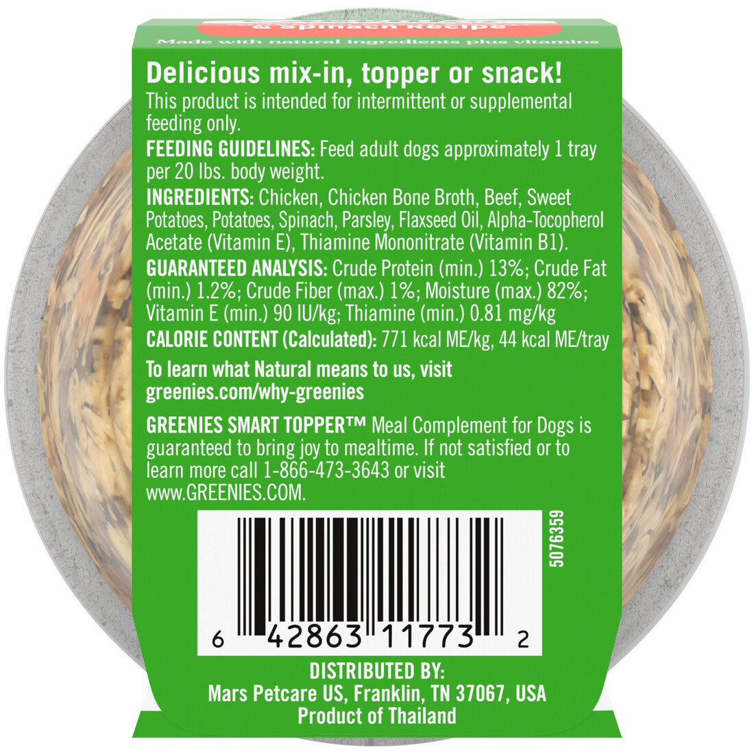 Greenies Smart Topper Wet Mix-In for Dogs, Chicken, Beef, Sweet Potatoes, Potatoes & Spinach Recipe,
