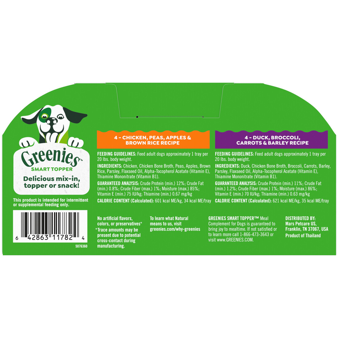 Greenies Smart Topper Wet Mix-In for Dogs, Chicken with Peas & Duck Variety Pack, 8 Trays of 2 Ounce