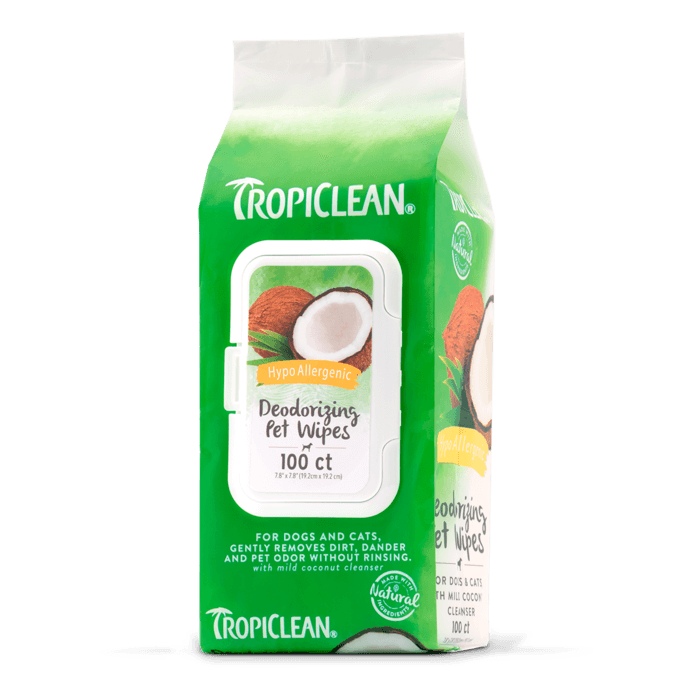 TropiClean HypoAllergenic Deodorizing Pet Wipes, 1 pack