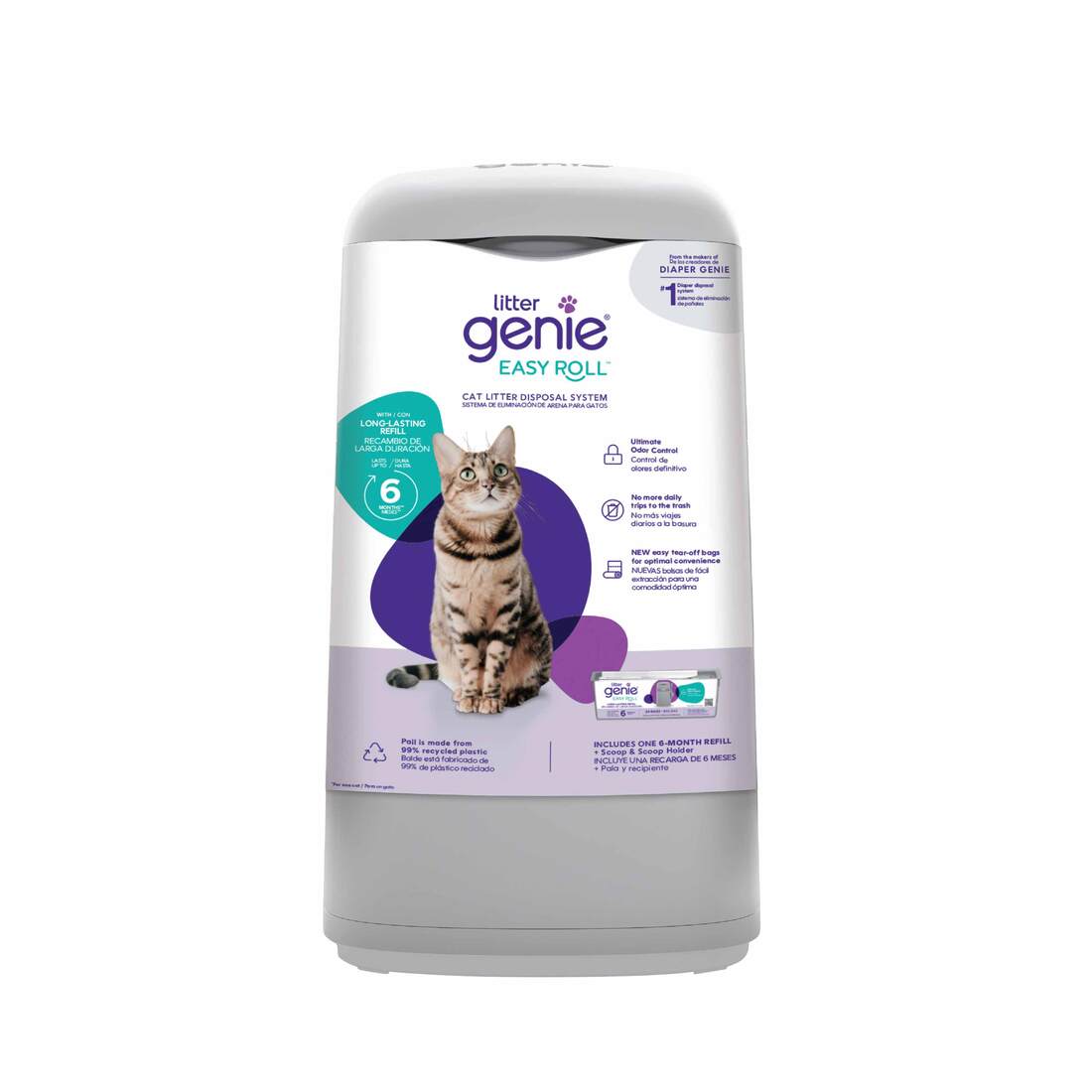 Litter Genie Cat Supplies Easy Roll Pail With Refills