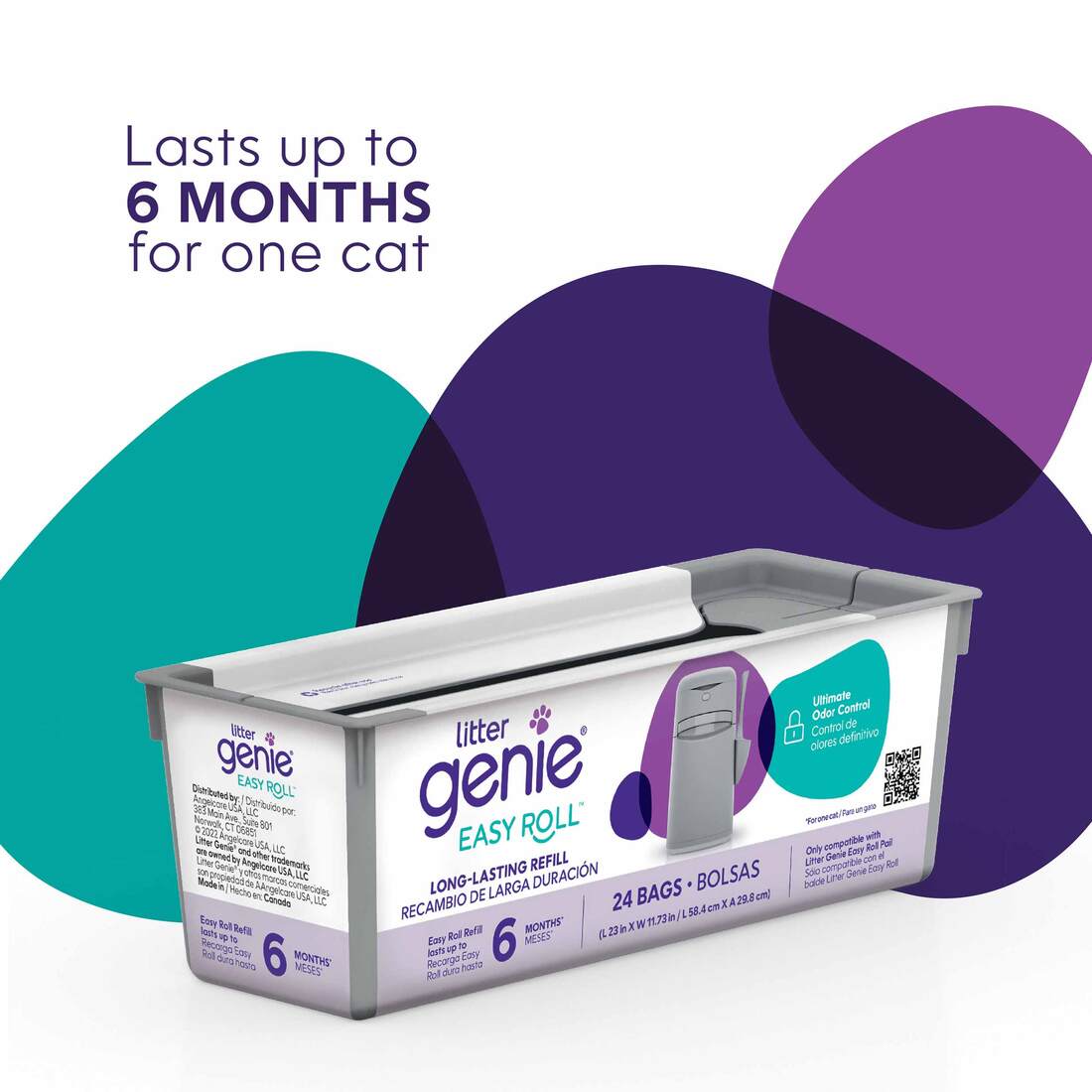 Litter Genie Cat Supplies Easy Roll Refills, 24 Bags