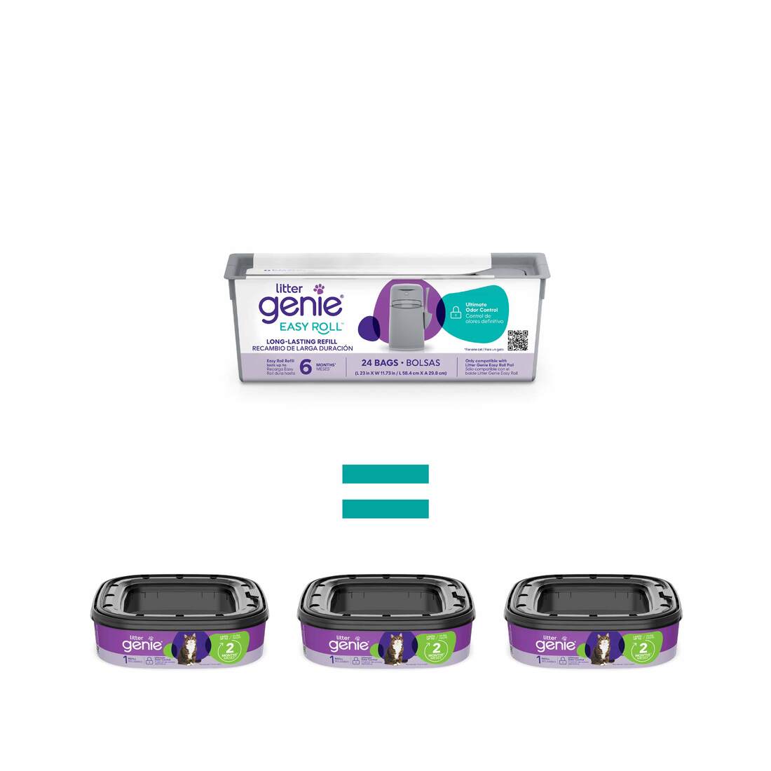 Litter Genie Cat Supplies Easy Roll Refills, 24 Bags