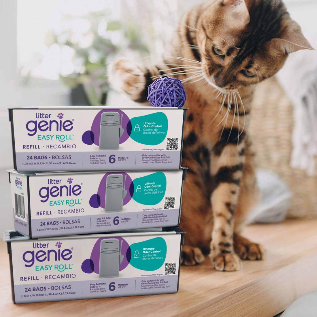 Litter Genie Cat Supplies Easy Roll Refills, 24 Bags
