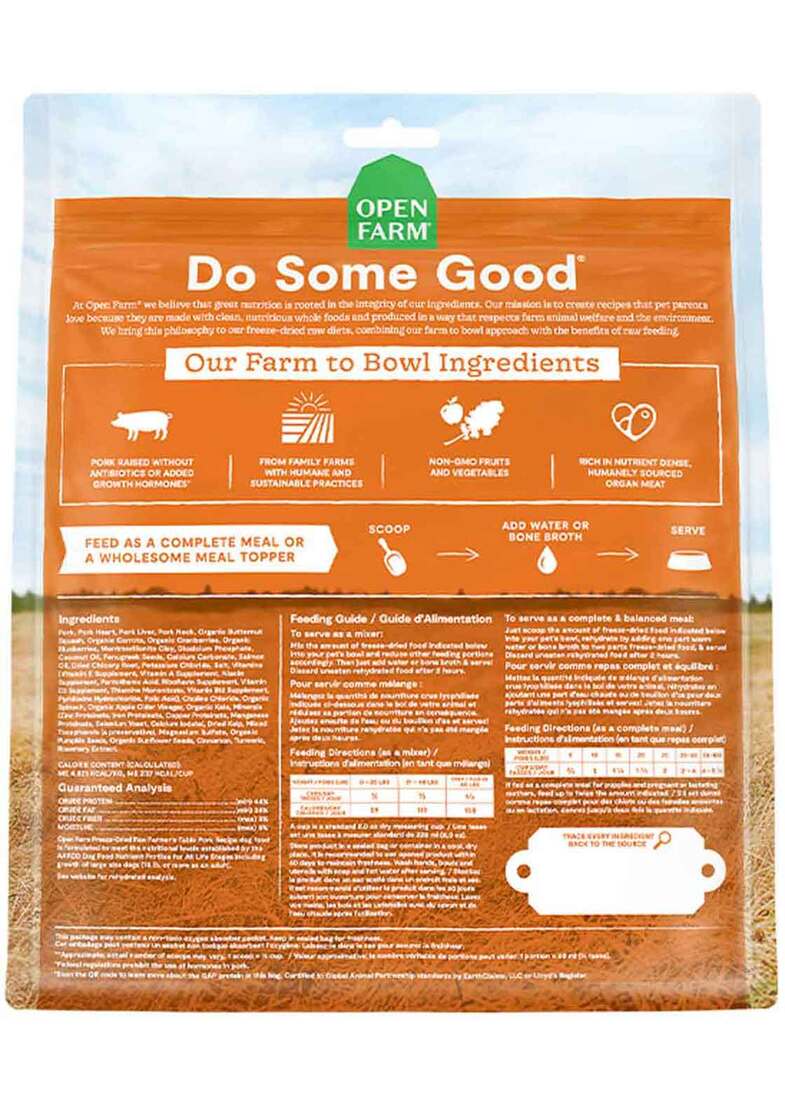 Open Farm Freeze Dried Morsels Pork Dog Food, 22 Ounces
