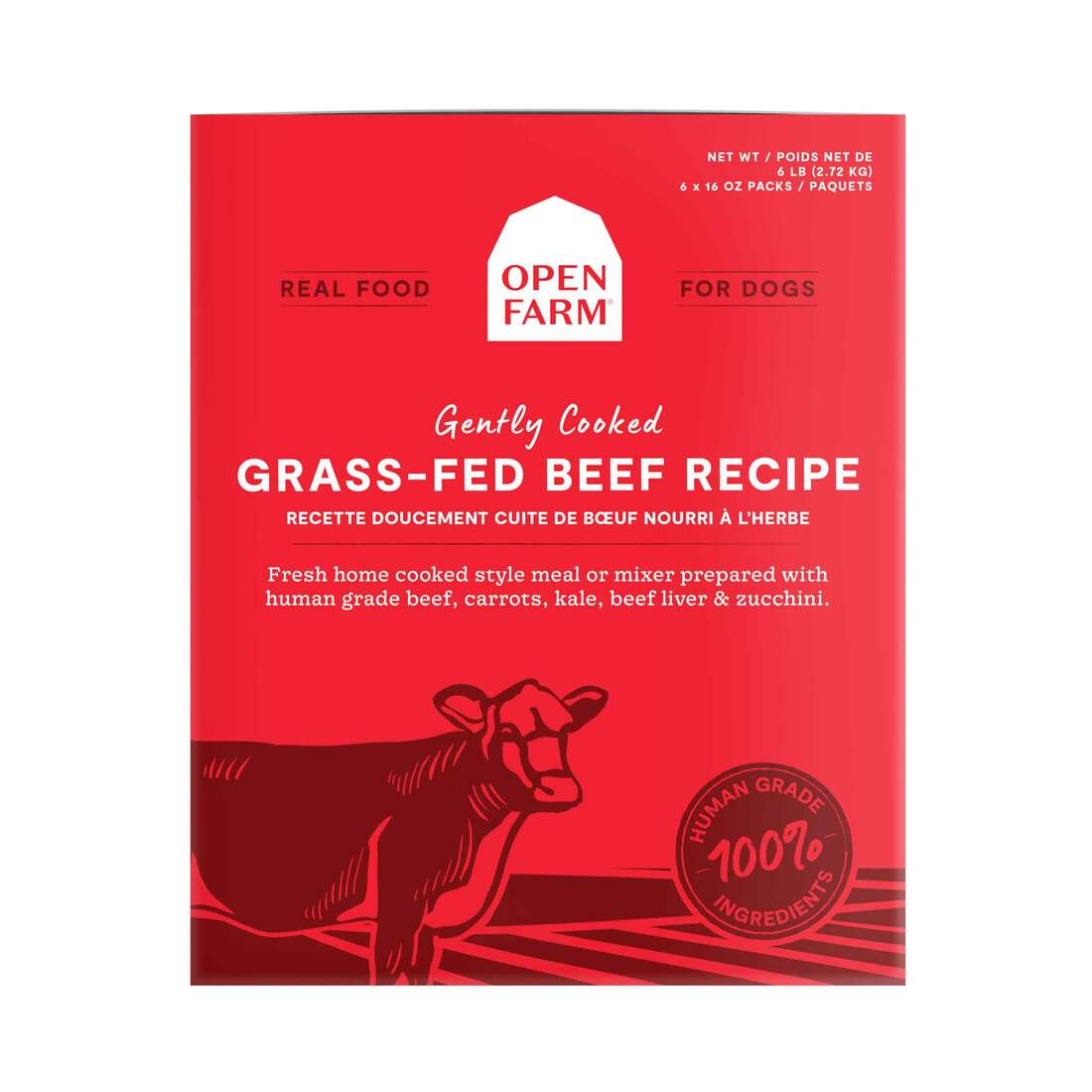 Open Farm Gently Cooked (Human Grade) Frozen Dog Food, Beef, 96 Ounces - Not Available For Delivery