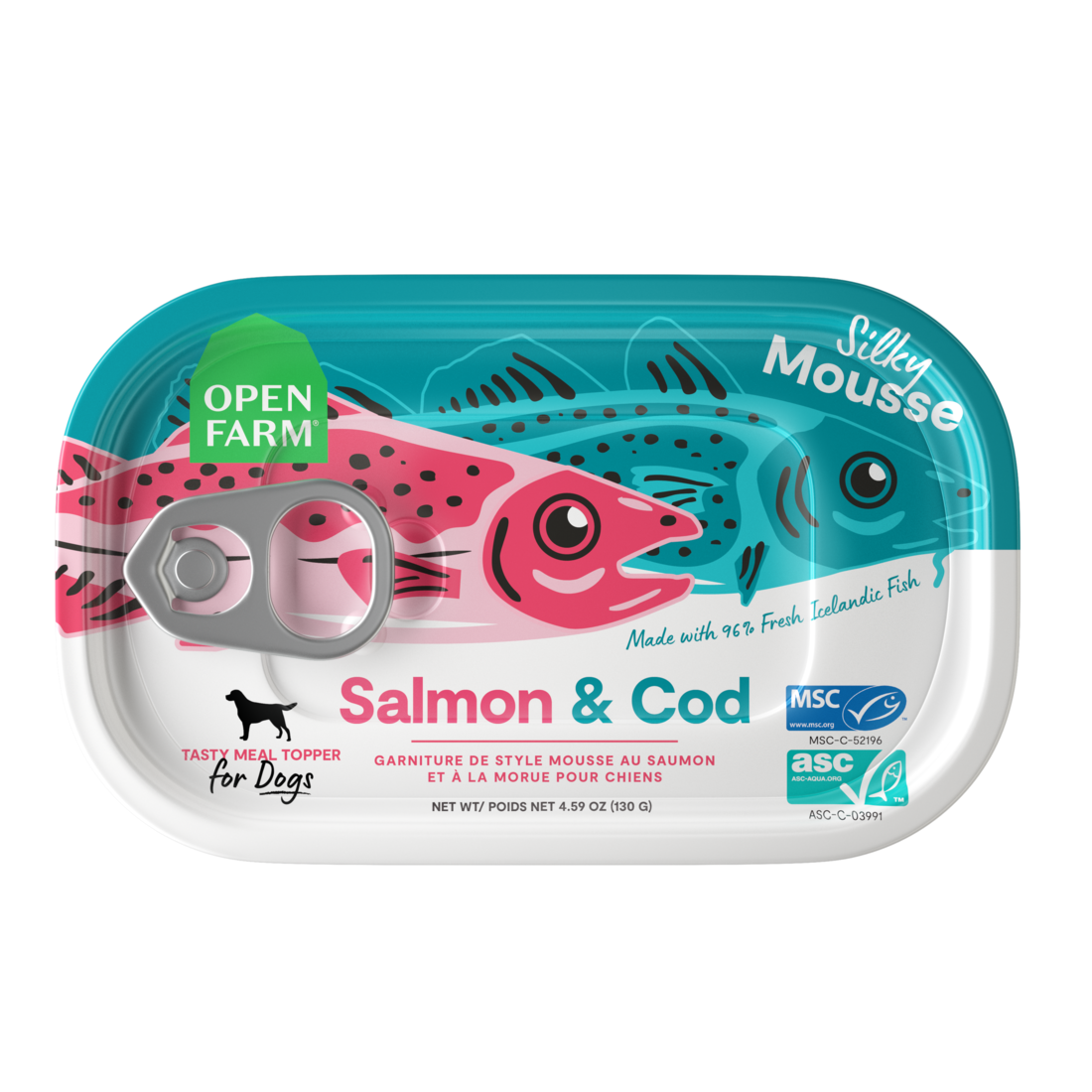 Open Farm Silky Mousse Topper Wet Dog Food, Salmon and Cod, 4.6