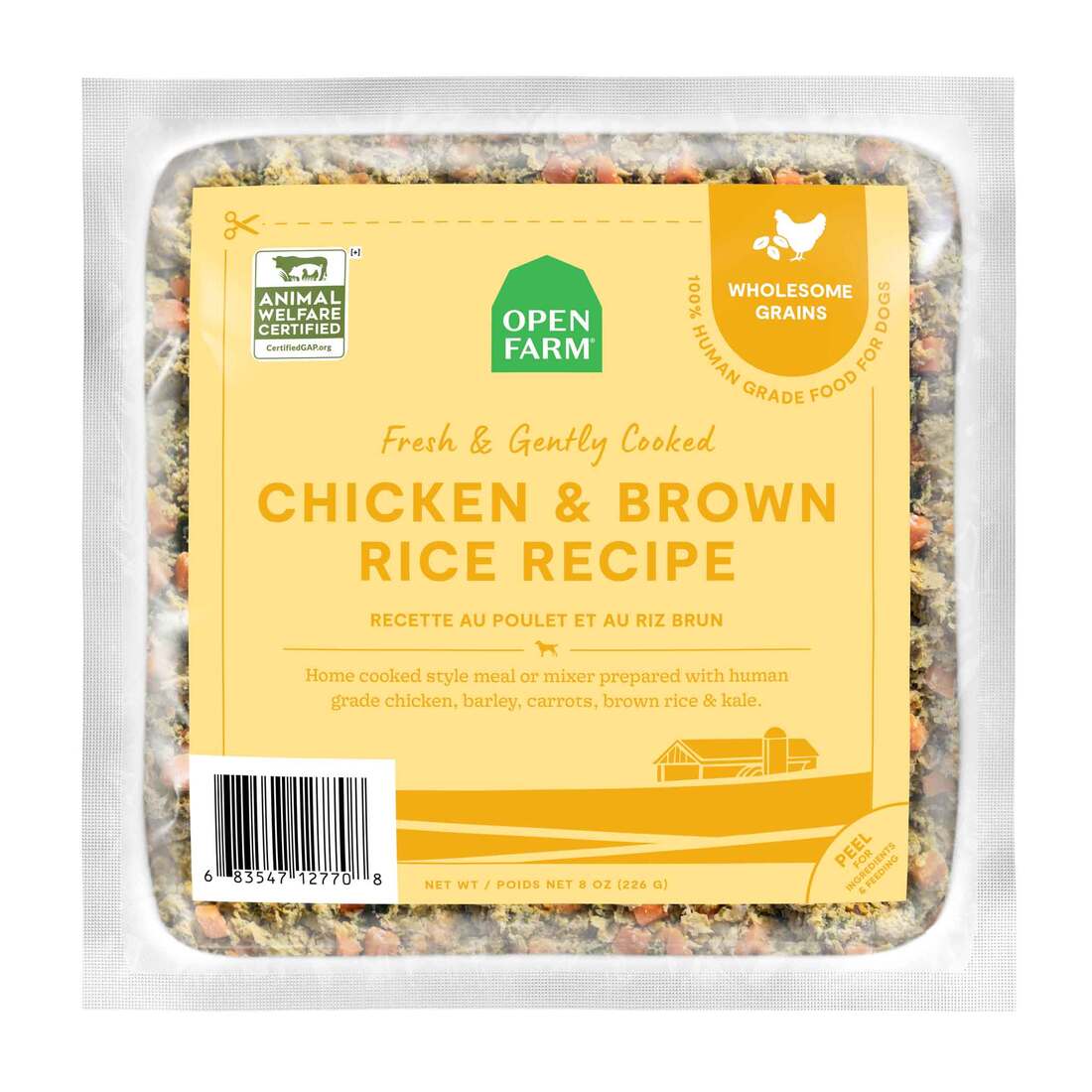 Open Farm Frozen Gently Cooked Dog Food, Chicken and Brown Rice, 8 Ounces - Not Available For Delive