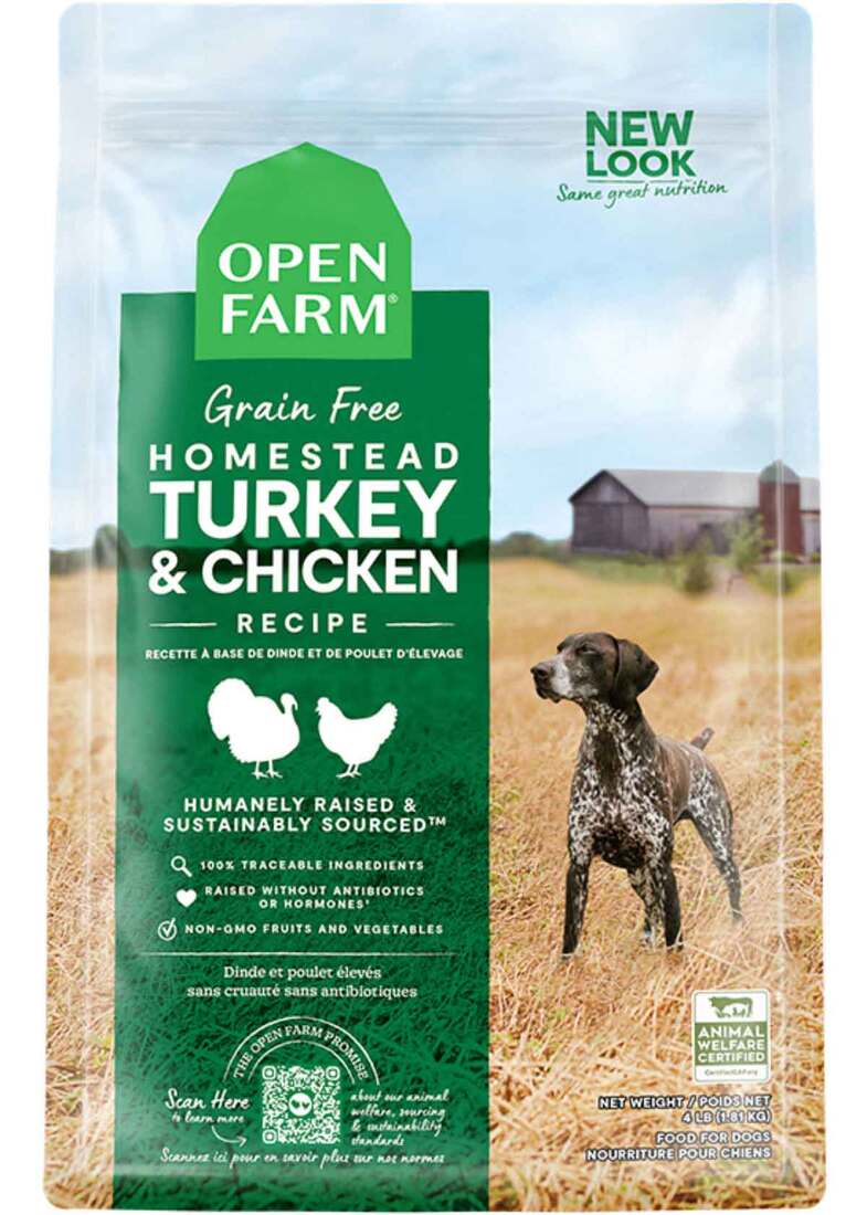 Open Farm Homestead Grain Free Kibble Dry Dog Food, Turkey & Chicken, 4 Pounds