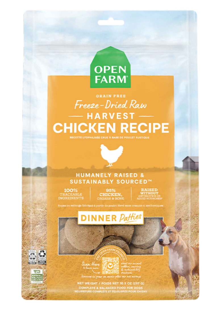 Open Farm Freeze Dried Raw Patties Dog Food, Harvest Chicken Recipe, 10.5 Ounces