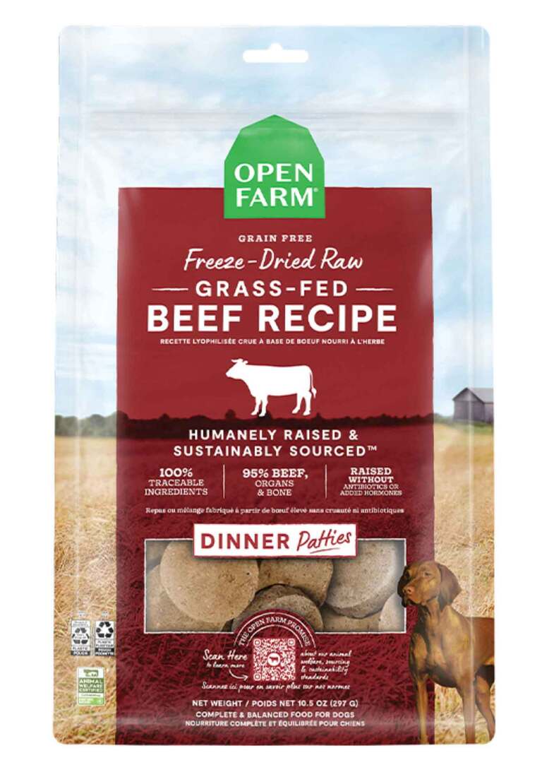 Open Farm Freeze Dried Raw Patties Dog Food, Grass Fed Beef Recipe, 10.5 Ounces