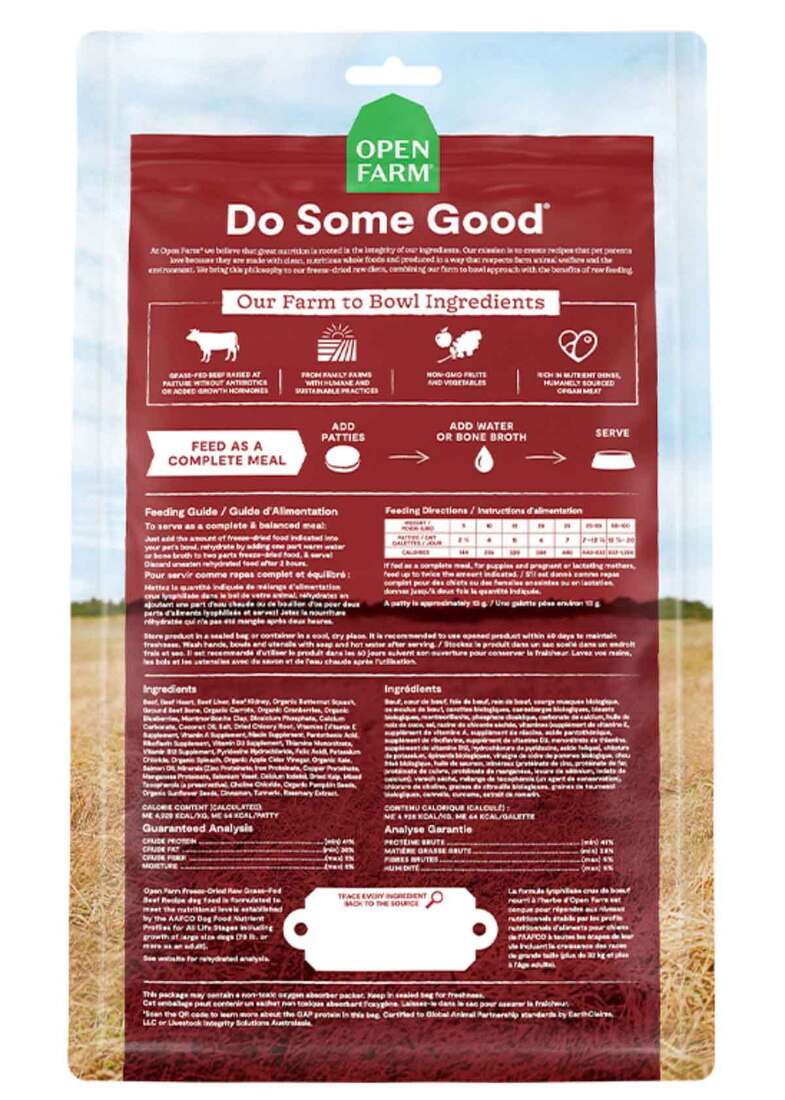 Open Farm Freeze Dried Raw Patties Dog Food, Grass Fed Beef Recipe, 10.5 Ounces