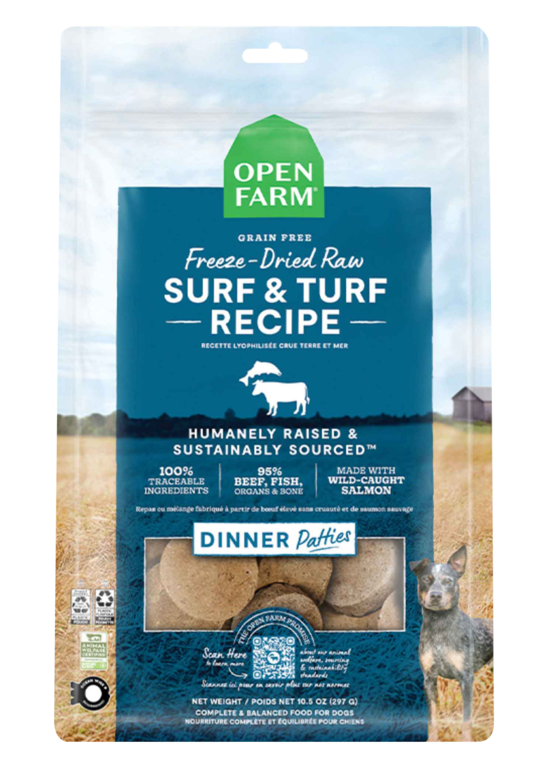 Open Farm Freeze Dried Raw Patties Dog Food, Surf & Turf Recipe, 10.5 Ounces