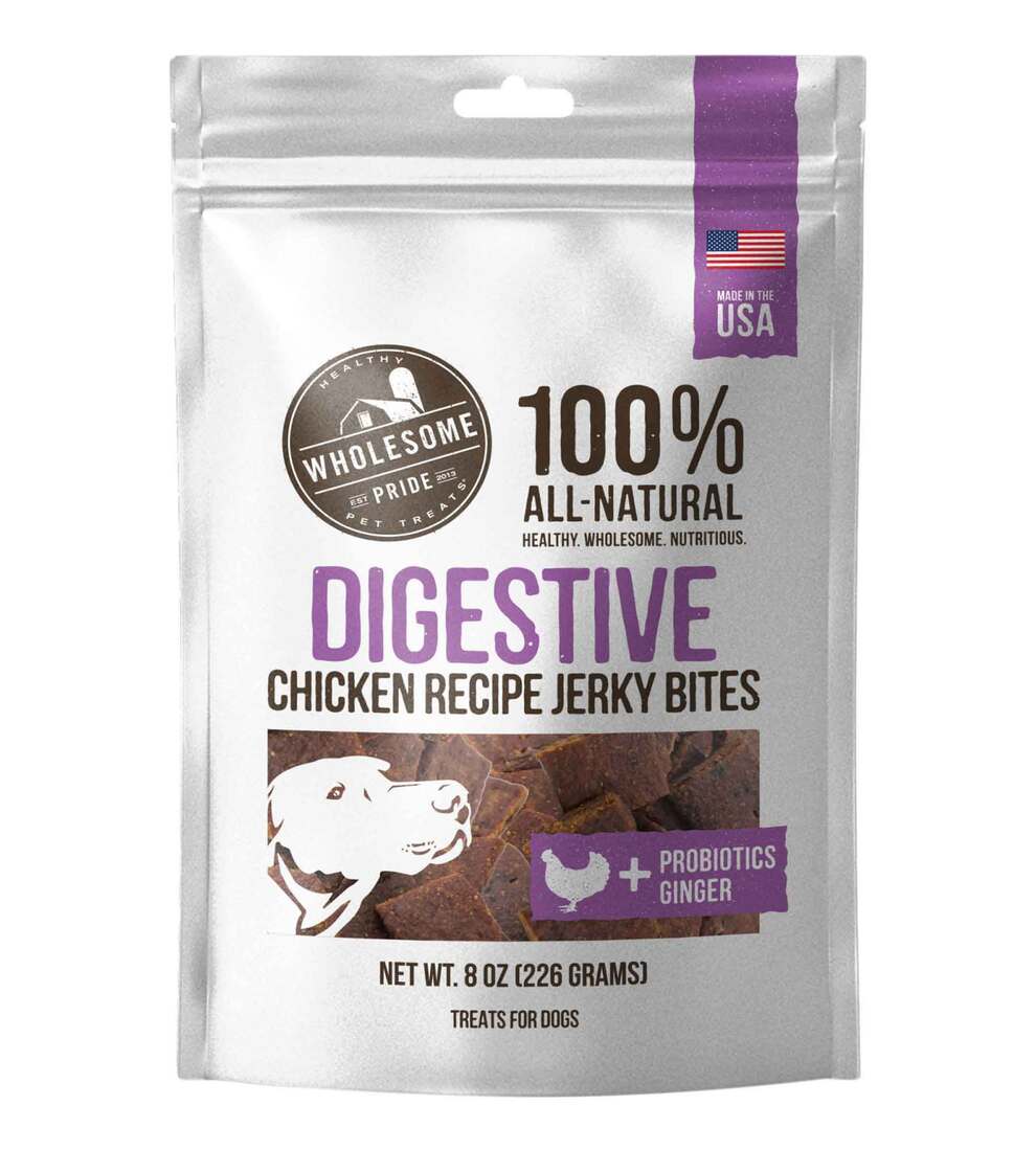 Wholesome Pride Functional Digestive Support Jerky Bites Dog Treats, 8 Ounces