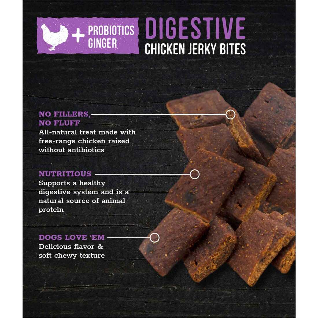 Wholesome Pride Functional Digestive Support Jerky Bites Dog Treats, 8 Ounces