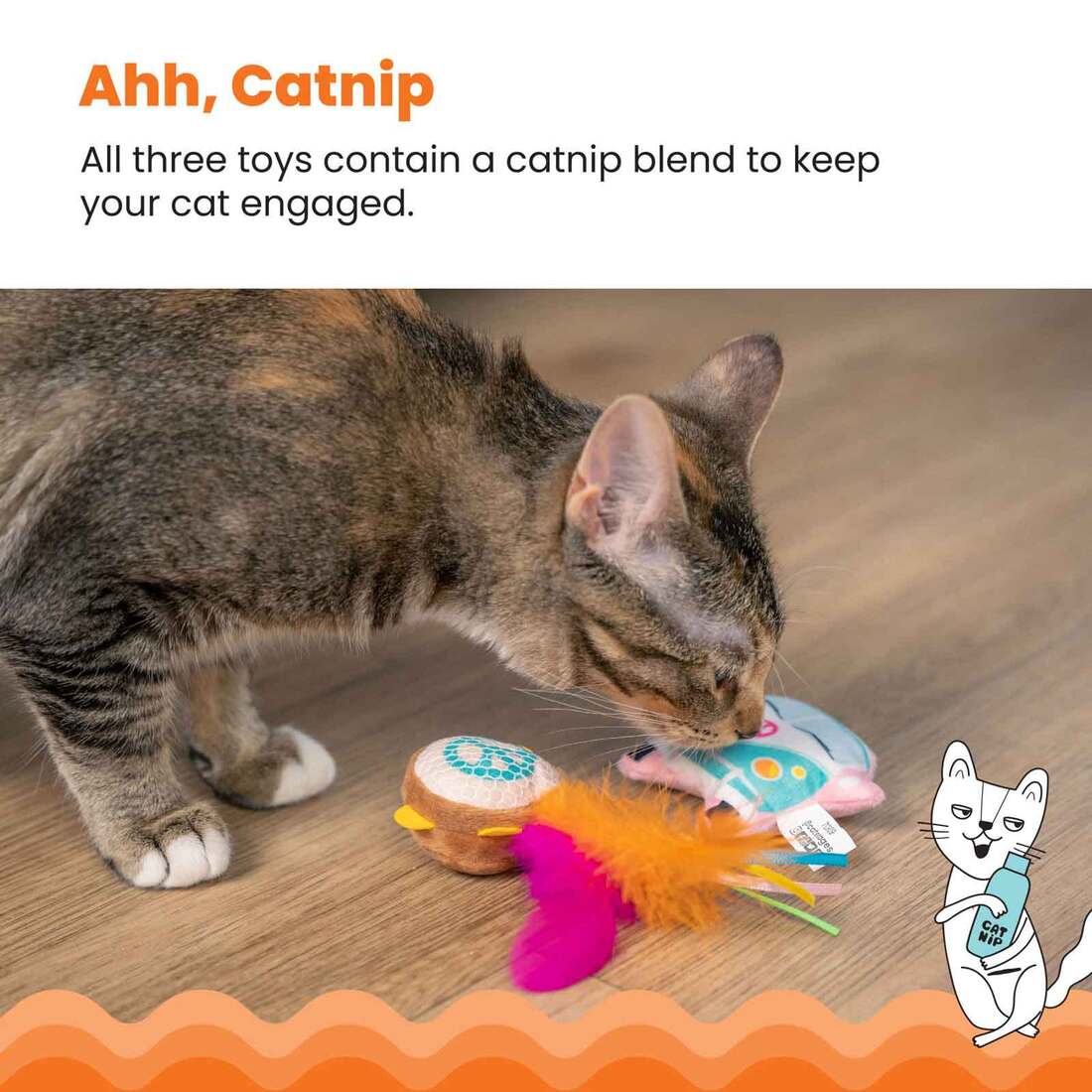 Catstages Festival-Themed Interactive Plush Catnip Cat Toys, 3 Pack