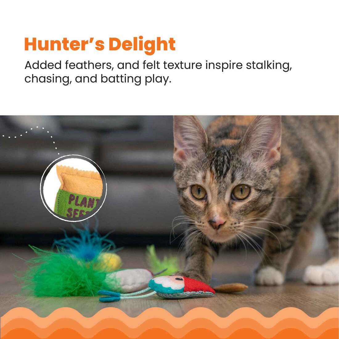 Catstages Garden Fur-ends Plush Catnip Cat Toys, 6 Pack